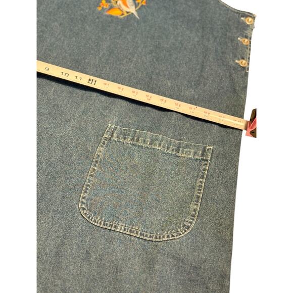 Vintage National Wildlife Federation Denim Jumper Dress Birds Pockets Large - Picture 8 of 10